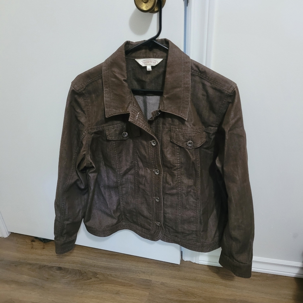 NORTHERN REFLECTIONS BROWN JEAN JACKET WOMENS XL